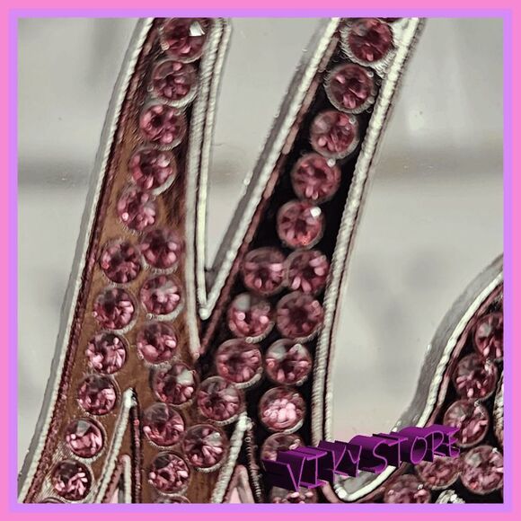 NWT Stemless Wine Glass Monogram "MOM" Bling Logo NWT - Picture 3 of 4